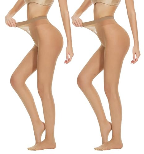 AKKQHH Strumpfhosen Damen Transparent 20 DEN Feinstrumpfhose High Waist Reißfest Seidenstrumpfhose Komfortbund Seidig Stützstrumpfhose Druckfreier 2er Pack