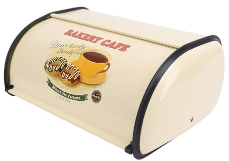 TOPINCN Boîte à Pain pour la Cuisine, Boîte à Pain en Forme de Tambour, Bac de Stockage de Pain en Métal, Support de Stockage de Pain, Récipient de Stockage de Pain pour Pain, Gâteau,