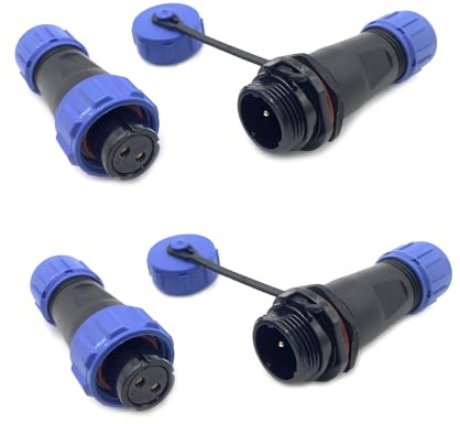 2 Pezzi Spina aeronautica SP13 a 2 poli, femmina spina e maschio presa cavo connettore IP68 impermeabile 2 pin aviation connettore in linea tipo aviation spina per lampade esterne 250 V 13 A 14AWG