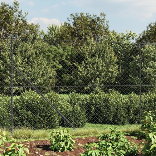 JUDYY Maschendrahtzaun mit Bodenflansch Anthrazit 1,4x10 m, Volierendraht, Wühlmausgitter, Kaninchenzaun, Drahtzaun, Drahtgeflecht, Kaninchendraht, Geflügelzaun - 153987