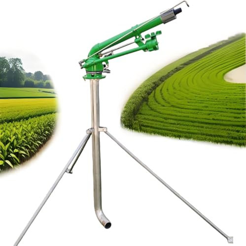Aspersores De Riego Agrícola En Base De Trípode, Rociador De Riego De Área Grande De 360°, Aspersor De Impulso De Metal Resistente De 2 Pulgadas Con Boquilla De Repuesto, Para Tierras Agrícolas