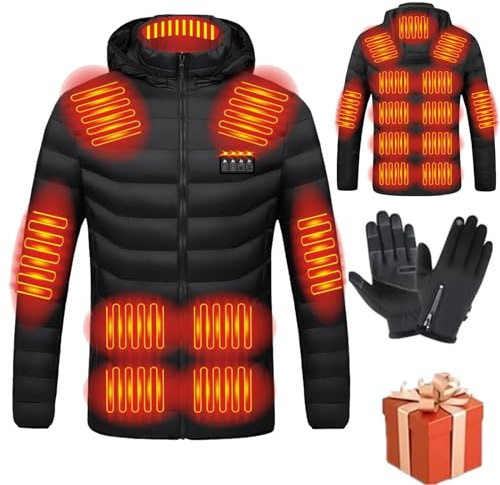 Zeiayuas Veste Chauffante USB, Doudoune Manteau Chauffant Électrique Hommes Femmes Lavable avec 3 Niveaux de Chauffage et 15 Zones Chauffage pour Ski Pêche Randonnée Plein Air Pas Cher Blouson