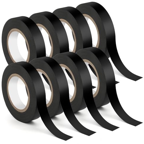 LOBVABA 8 Pezzi Nastro Isolante Elettrico in PVC，Nastro Adesivo Isolante 16mm*20m，Electrical Tape，Nastro Isolante Universale，Nastro Elettrico per Proteggere,Unire e Riparare Cavi