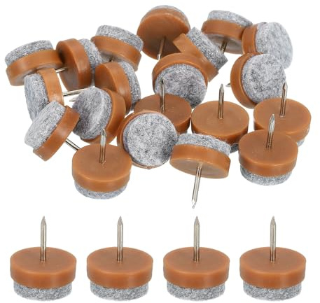 sourcing map Nail-on Furniture Sliders, 40Pcs Nail-on Felt Pads Round Chair Table Feet Pads Chair Leg Floor Protectors for Hardwood Floors (Brown, 18mm/0.71)