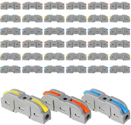 Terminali per cavi elettrici, 34 pezzi, morsetti di collegamento con leva, cavo compatto per installazione elettrica