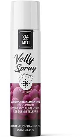 Colorante Alimentare VELLUTO Spray FUCSIA - 250ml - a Base di Burro di Cacao con Effetto Vellutato da Utilizzare su semifreddi e Gelati. per torte e dolci