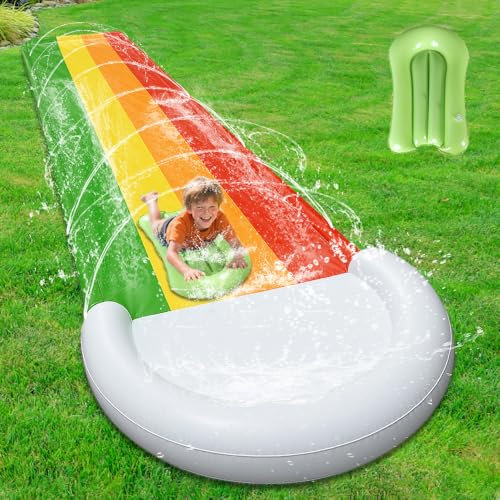 NAVESO Wasserrutsche Garten für Kinder, Wasserrutsche Kinder DraußEn, Aufblasbare Wasserrutsche, Single Waterslide mit Bodyboards, Wasser Rutsche, Wasserbahn KinderDraußEn(480 * 80cm)
