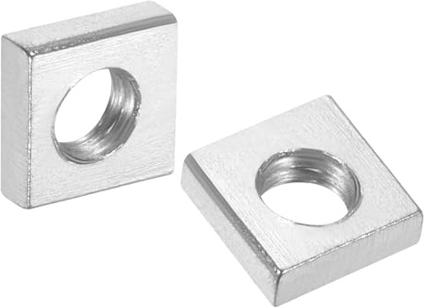 sourcing map 10 tuercas cuadradas M4 x 7 mm x 2 mm, acero al carbono, chapado en zinc, tuercas cuadradas de rosca gruesa para reparaciones del hogar e ingeniería profesional, color plateado