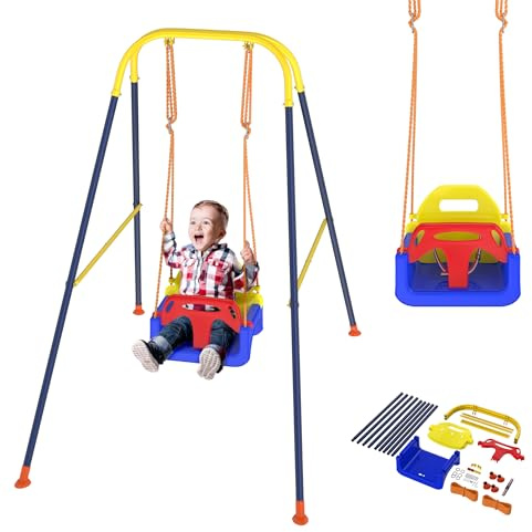 YRHome Altalena per bambini, a forma di A, a forma di A, pieghevole, regolabile in altezza, fino a 40 kg, per bambini di 6 mesi e più grandi