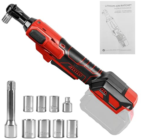 Llave de trinquete inalámbrica de 3/8 pulgadas compatible con batería Milwaukee M de 18 V (sin batería), llave de vaso eléctrica sin escobillas de 80 N.m con adaptador de 1/4 pulgadas, varilla