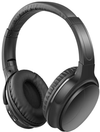 POPETPOP Casque Audio sans Fil Pliable pour Sport et Musique, Ergonomique Confortable, Connexion sans Fil 10m Portée, Batterie Lithium 6h, Noir, Écouteurs Circum-Auriculaires pour Usage