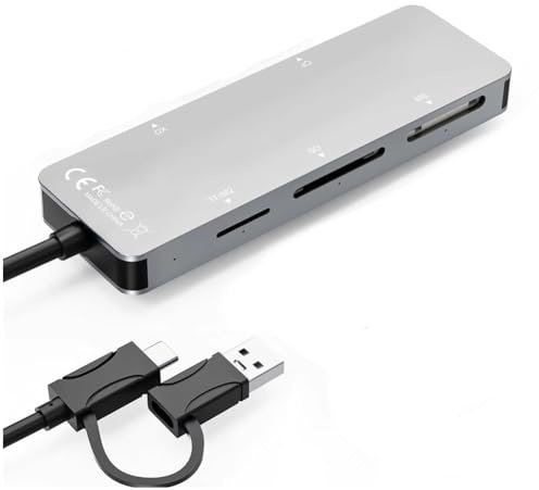 Hipzeepo Lector de Tarjetas de Memoria Tipo C y USB A, Lector de Tarjetas XD++MS+SD+TF/M2, Adaptador Lector de Tarjetas Múltiples