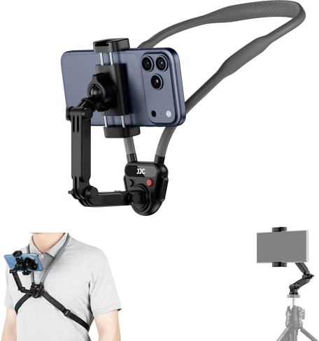 Neck Phone Mount with Phone Clip, Lightweight POV/Vlog Selfie Mount | for iPhone 17 16 15 14, Chest Necklace CellPhone Holder, 3 Removable Arm & Quick Release,Content Creator for Video
