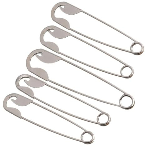5 Stück Große Sicherheitsnadeln Metall Silber 12 cm Stylische Haarspange Sicherheitsnadel für Damen Herren Stabile Broschennadeln für Kleidung, Kilt, DIY Schmuck Accessoires Modernes Design.