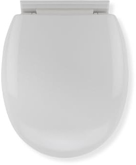 Croydex Soft Close Toilet Seat - Hygiene 'N' Clean Antibacterial Treated Polypropylene Seat and Universal Adjustable Hinges with Bottom Fixings Included (White, O Shape)