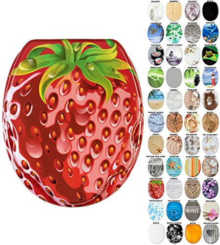 Sanilo Soft Close Toilet Seat, Wide Choice of New Toilet Seats, Stable Hinges, Easy to Mount (Strawberry)