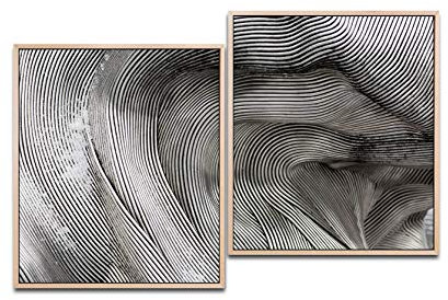 Abstrakte Kunst 130 x 90 cm (2 Bilder ca. 75x65cm) Leinwandbilder fertig im Schattenfugenrahmen NATUR Kunstdruck XXL modern