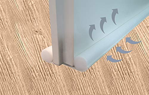 Zugluftstopper zuschneidbar 100 cm Zugluftstop Luftzugstopper Türbodendoppeldichtung Türisolierung Windstopper Durchzug weiß/cremweiß