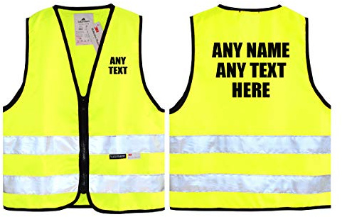 UNIGIFT Gilet de sécurité pour Enfants Salzmann 3M Jaune avec Texte personnalisé - Bande réfléchissante 3M Haute visibilité Fermeture à glissière résistante Haute visibilité