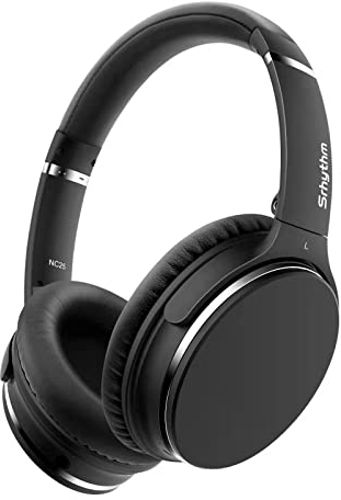Wireless Active Noise-Cancelling Stereo Headphones Foldable,Srhythm NC25 Lightweight Headset Over-Ear with Hi-Fi,Built-In Mic,40mm HD Driver,Protein Leather Earpads (Renewed)