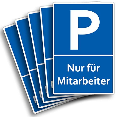 STROBO 5 Stück Mitarbeiterparkplatz Hinweisschild | Stabile 3mm Hartschaumplatte als 30x20cm Schild mit UV-Schutz für den Außenbereich und Innenbereich