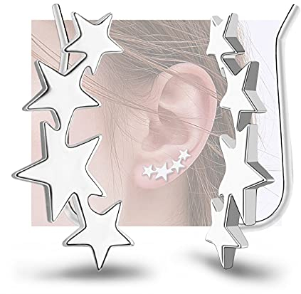Sterling Silber Stern Ohr Climber - Hypoallergene Ohrmanschetten Sterne Ear Crawler für Frauen Mädchen, Nicht Bekannt