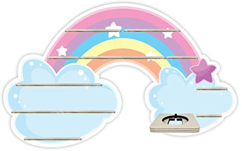 Farbklecks-Collection Regal passend für Toniebox Regenbogen Wolke – Wandregal für Box & bis zu 45 Tonie Figuren – Kinderzimmer Aufbewahrung – Magnetisch – Musikboxregal