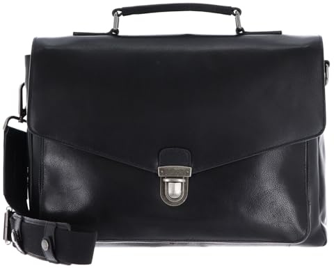 Leonhard Heyden Leder Aktentasche Businesstasche mit Laptopfach Roma Aktenmappe 2 Fächer 5381 Schwarz