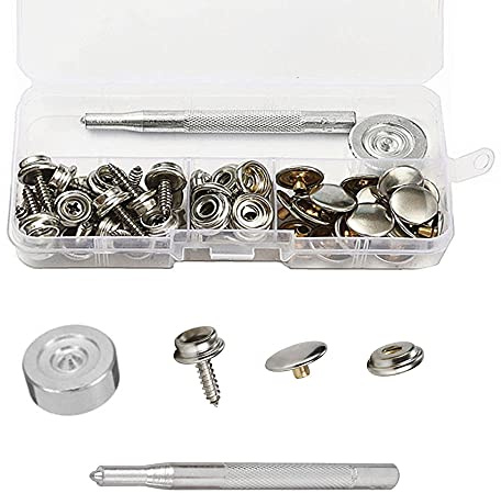 Niaciswe Druckknopf Schraube 62 Stück Druckknöpfe Druckknopf Druckknöpfe Set Druckknopf-Verschluss-Set Druckknöpfe Metall Snaps Fastener druckknöpfe zum Schrauben aus Edelstahl Silber