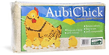 AubiChick High Grade French Hemp Bedding, 44lb (400L) Jumbo Bulk Bag for Chickens, Ultra Absorbent, Designed for Chicken Coop Bedding and Comfort of Birds, Poultry, Hairless Pets, Easy Manure Removal