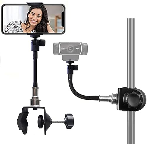 Etucro Mikrofonständer Telefonhalter Webcam Ständer Kamera Blitzlicht Clamp Mount Musik Ständer Halter für Handys, Logitech Webcam C920 C930, LED-Leuchten, Blitz, Mikrofon, etc. (1/4 Gewinde)