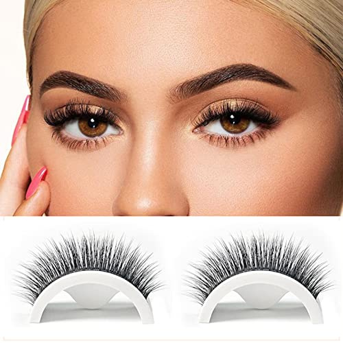 Wiederverwendbare selbstklebende falsche Wimpern keine klebenden Wimpern einfach anzubringen handgefertigte falsche Wimpern für Frauen und Mädchen 2 Paar (W02)