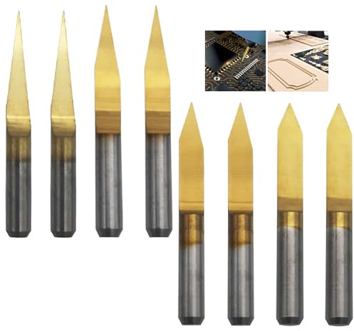 CESFONJER Utensili per incisione in metallo duro, Punte per incisione del router di CNC, utensile per intagliare il rivestito in titanio punta da 0,1 mm (2Pcs*10°,2Pcs*20°,2Pcs*30°,2Pcs*45°)