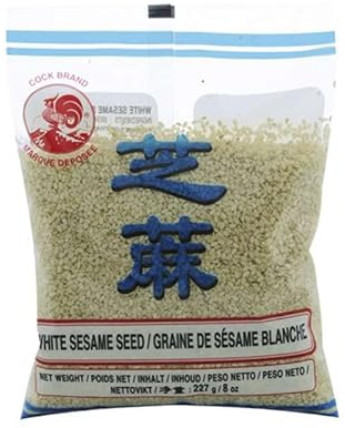 Semillas de sésamo blanco 227 g en bolsa, ajonjolí para tostar y decorar, topping crujiente para panadería, ensaladas, sushi, woks y repostería