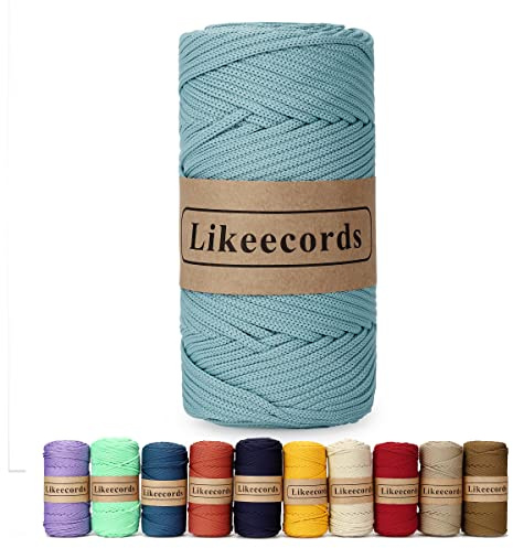 Likeecords Poliestere Corda 4mm x 130m,Cordino Per Borse Uncinetto,Polipropilene Macrame Corda intrecciata,Macramè Filo per Appendiabiti per Fiori, Home Decor （Verde）