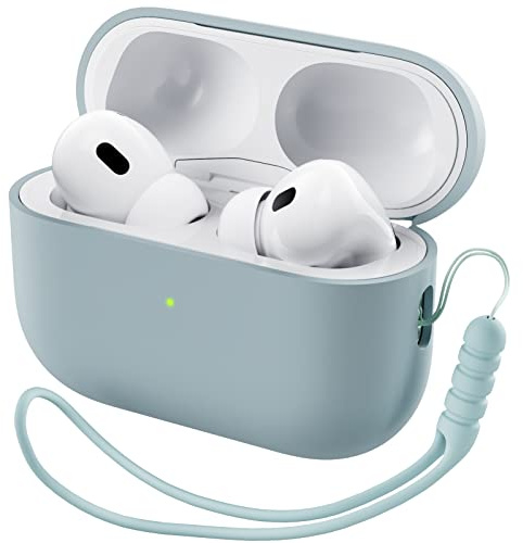 ORNARTO für AirPods Pro 2 Hülle Silikon mit Lanyard - Agavengrün | Premium Flüssigsilikon, robuster PC-Kern, mit Lanyard, stoß- und kratzfest, große Farbauswahl