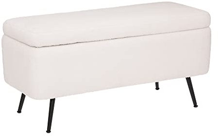 Atmosphera - Banc Coffre Aurora - Bois et métal - Blanc - 100x40 cm