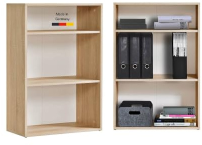 mokebo® Bücherregal Schwarz BZW. Anthrazit aus Holz 'Der Bücherwurm', Schuhregal, Holzregal, Aktenregal, Standregal fürs Wohnzimmer, Büro, Kinderzimmer, Regal klein für die Wand, 60cm Breite