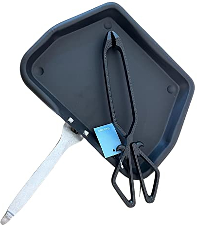 Cast Iron Heavyweight Log Tongs with 33cm Wide ashpan and Handle | Ideal for Standard Sized fire grates | ash pan for Open Fires | ash pan for Log Burners| fire ash pan