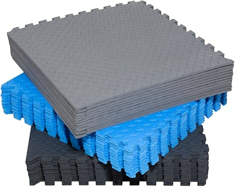 Fitem Premium & Umweltfreundliche Eva-Schaumstoffplatten – Puzzlematte – Bodenschutz – Sport – Pool – Crossfit – Krafttraining – Gym – Indoor – Outdoor – 44 x 44 x 1 cm (schwarz, 44 cm – 12 Stück)