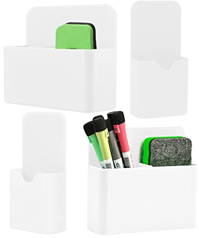 Forreen Magnetischer Stifthalter Whiteboard, 4 Stück Magnetisch Marker Halter Leistungsstarke Adsorption Langlebig Einstellbar Magnetisch Markerhalterung für Schule Büro Spind Kühlschrank