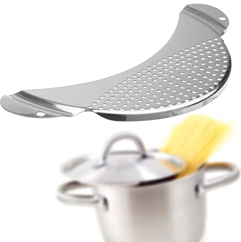 Menz Passoire pour Pâtes – Égouttoir en Acier Inoxydable, Convient aux Casseroles Jusqu'à 26 cm, Modèle Plat et Stable