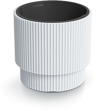 Tymar Blumentopf mit Einsatz, Blumenkübel aus Kunststoff, Übertopf, Pflanzkübel Gross(DBMIN Weiß,ø 30 cm)