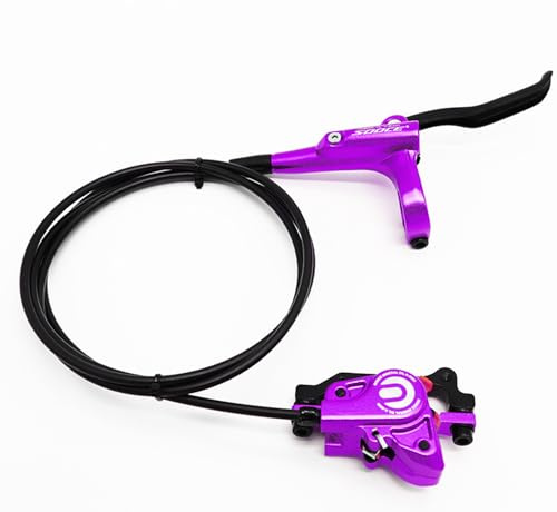 Meteorolite MTB Front Hydraulic Disc Brakes, Purple Aluminum Alloy Hydraulic Brakes for Mountain Bike Right Rear 1700mm Hydraulic Bicycle Brakes with is/PM Adapter Fit 160mm Rotor