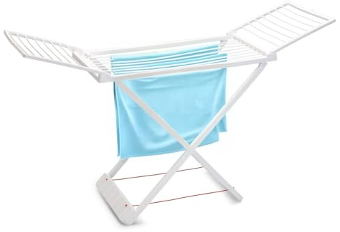 KROWN - Tendedero Blanco, Plegable, Tamaño 180 x 108 x 55 cm, Tendedero Balcón Abatible, Tendedero Ropa Equivale a 20 Metros de Cuerda, de Resina con Alas