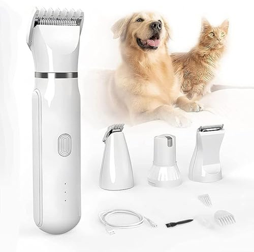 4-in-1 Pet Shaver, Pfotentrimmer für hunde, Leise Hundeschermaschine, Wiederaufladbar Hund Katze Schermaschine, Wasserdicht Haarschneidemaschine, Haustier Trimmer für Pfoten, Gesicht, Körper