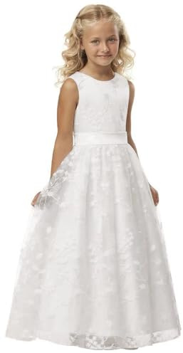 Ärmellos Spitze Hochzeit Blumenmädchenkleider Festlich Kommunionkleid Kinderkleid Kleider Boho Kinder Kommunionkleid Mädchen Kommunionkleid Mädchen Weiß