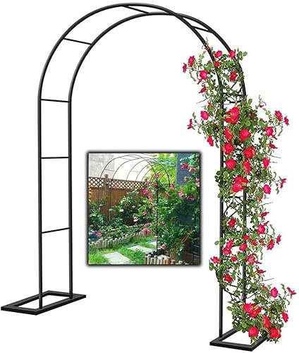 GERRIT Tonnelle de Jardin en métal, Arceau de Jardin Solide, Arche à rosiers, Arcade De Jardin Treillis pour Plantes grimpantes, Roses, Support pour Plantes de fête de Mariage,Noir,140x230x40CM