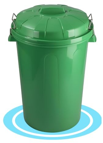 Dekohome Mülleimer (grün), 100 l, mit Deckel, aus robustem Kunststoff, ideal für die Aufbewahrung von Müll für Zuhause, Büro oder Industrie, Grün