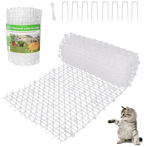 Cat Scat Mat, Cat Scat Spike Mat, Cat Scat Mat with Spikes 78x11.8inch Pet Deterrent Training Mats for Cat Dog Indoor & Outdoor Couch Porch Garden Fence - Keep Cat Away (White)
